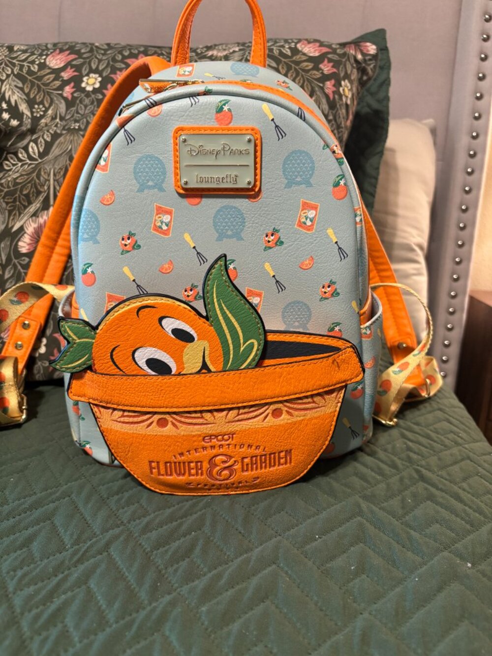 Disney Orange Bird Flower & Garden Loungefly Bundle Backpack Ears Spirit Jersey - Picture 6 of 8